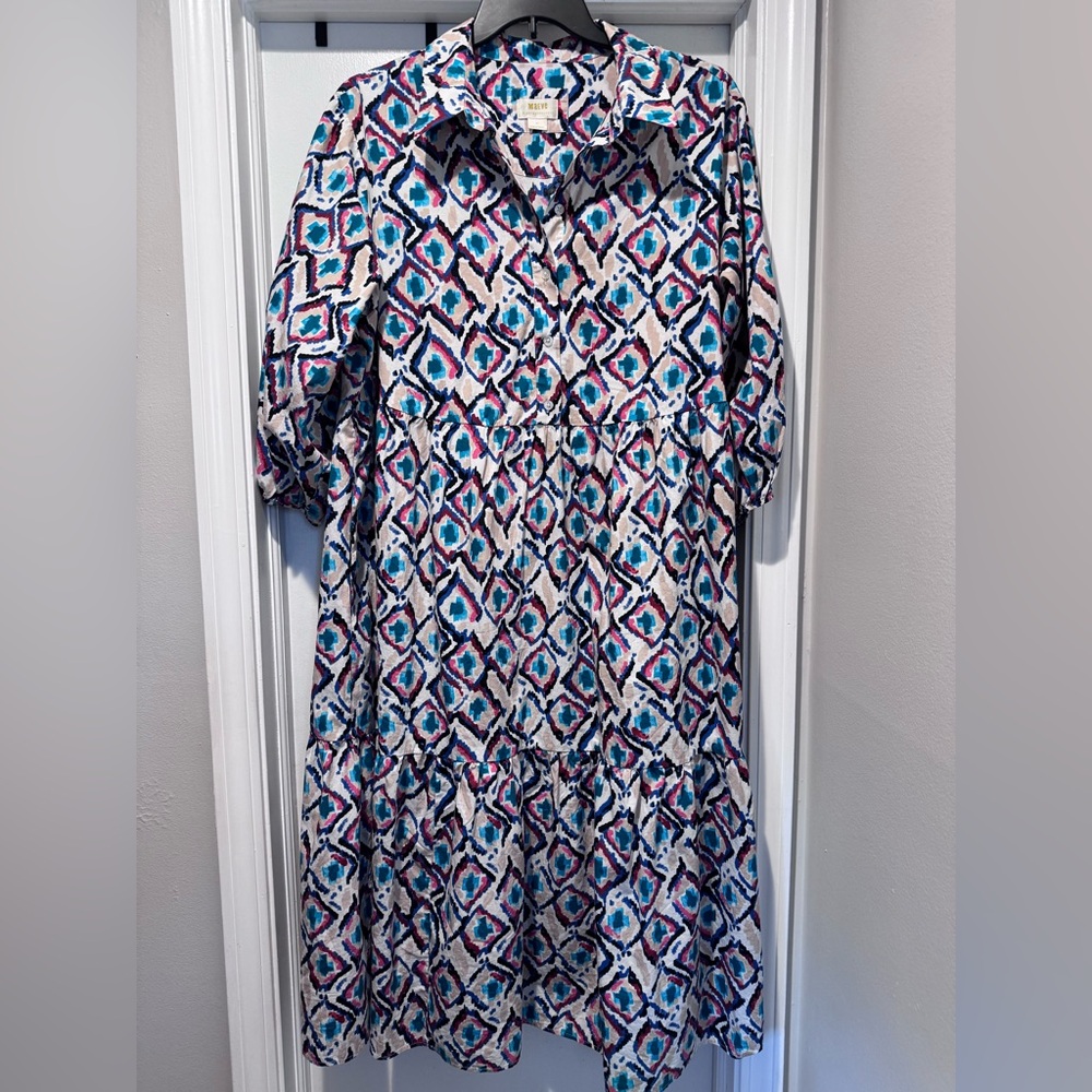 Anthropologie Maeve tiered Bettina cotton shirtdress 2X